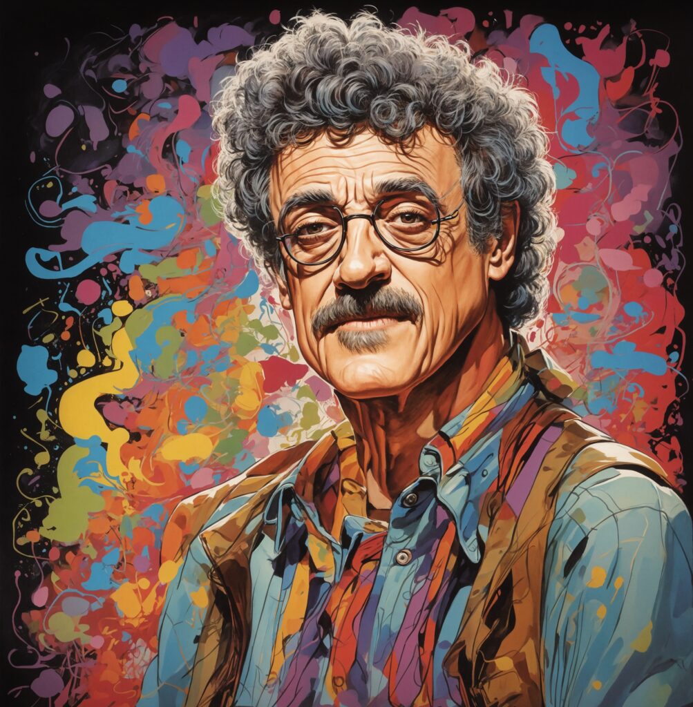 Kurt Vonnegut, ritratto comic in stile Jacovitti.